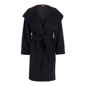 Maxmara Studio Women 'Newmang' Black Coat With Wide Lapels In Wool Woman